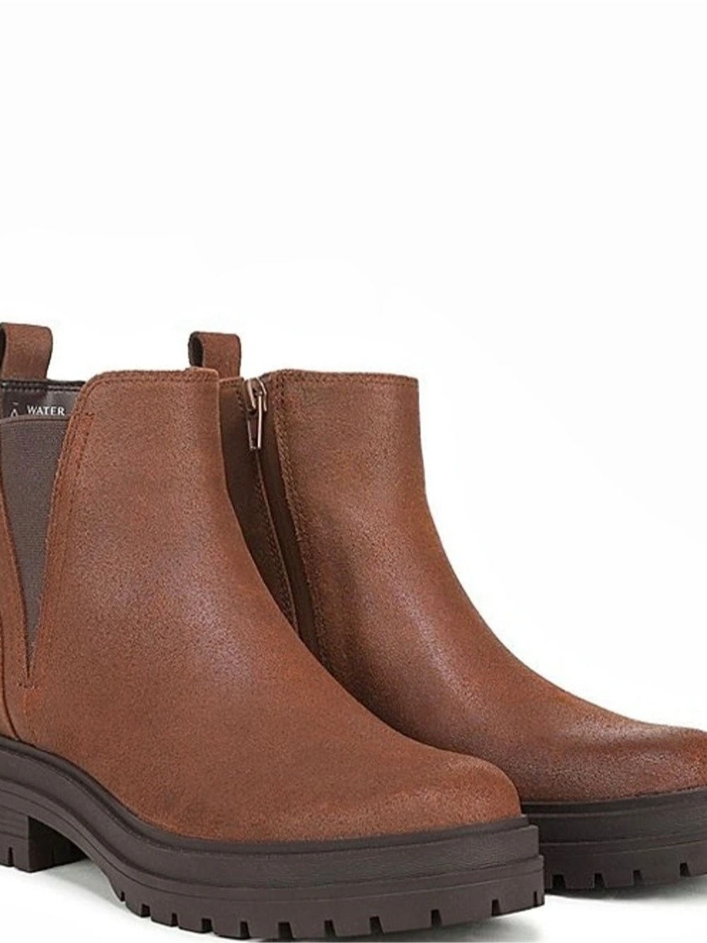 NIB Vionic Georgina Water Repellent Leather Lug Sole Booties, Hazelnut, Size 9.5